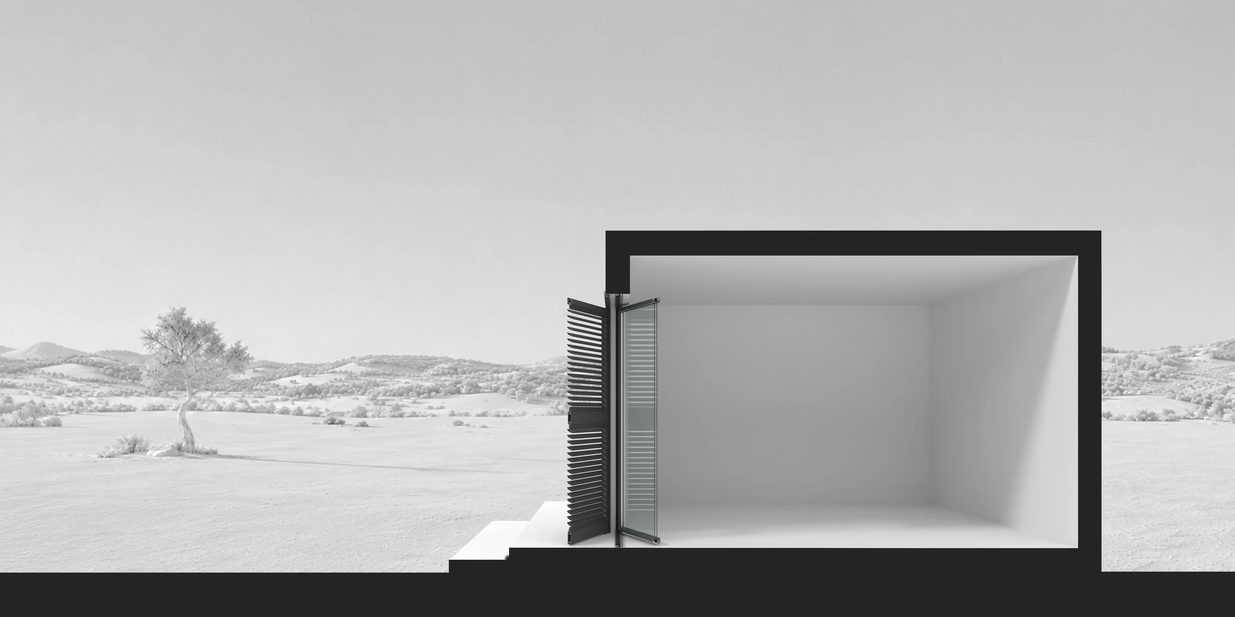 Persiana in alluminio One System in un'architettura contemporanea