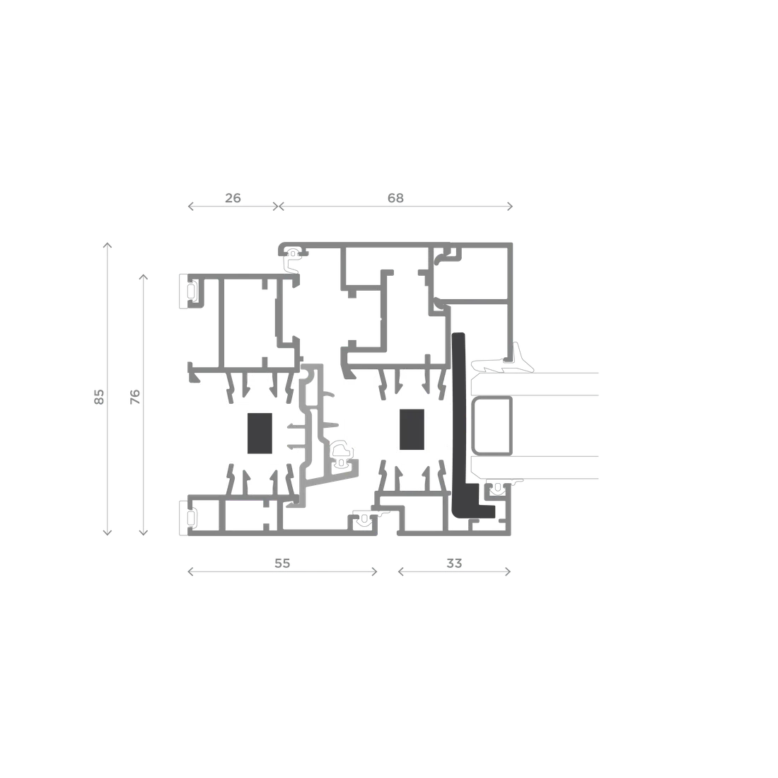 M1 — Nodo Laterale — Telaio L / Anta