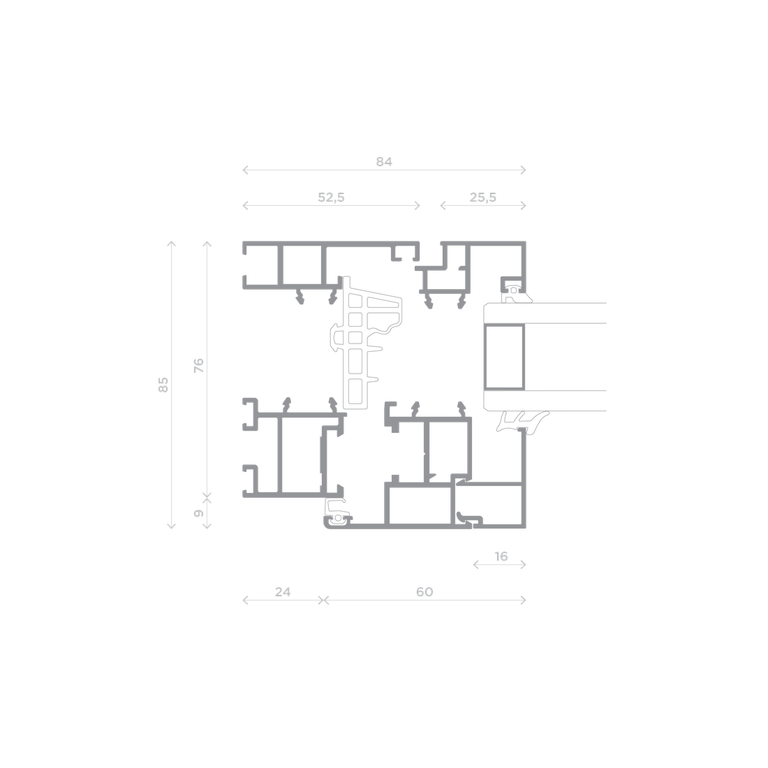 M2 — Nodo Laterale — Telaio L / Anta